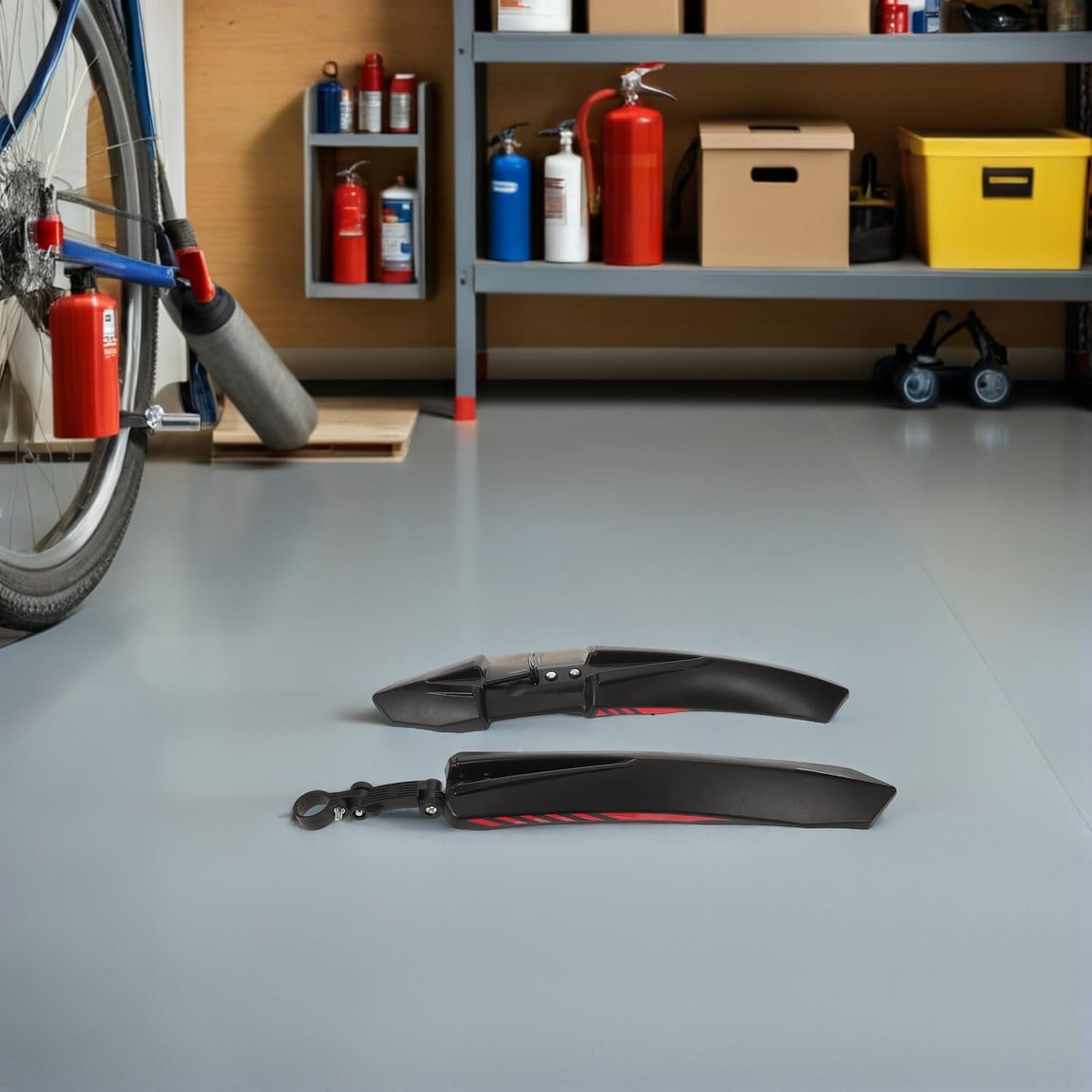 Ciieeo Adjustable Bike Mudguard Set for Mountain and Road Bikes, Front and Rear Splash Guards Suitable for 24-26-27.5 Inch Wheels, Sturdy Black and Red Bicycle Fender for Cycling Outdoors