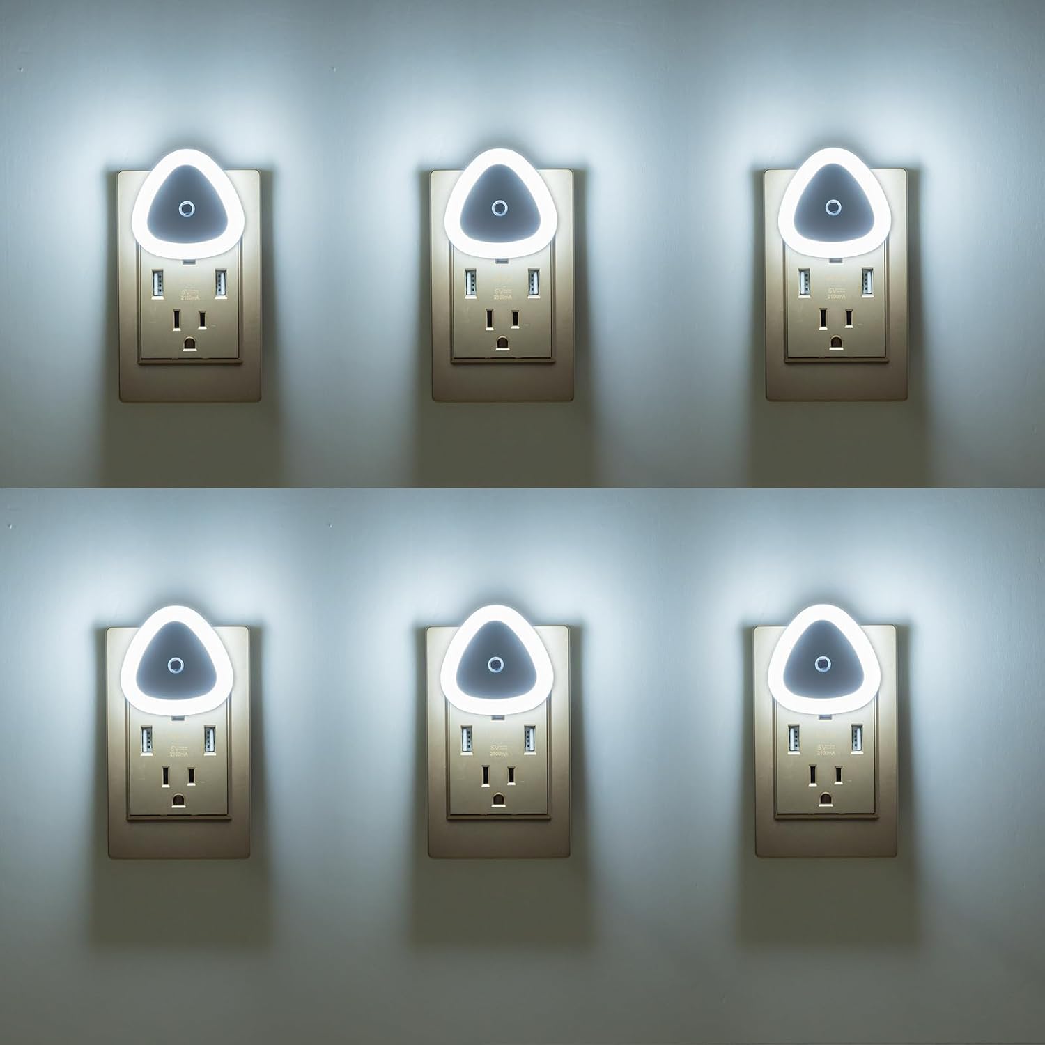 KINUR LED Night Light, 6 Pack Nightlights Plug into Wall, 0.5W Dusk to Dawn Sensor Automatic On and Off Night Light, Led Night Lamp for Kids, Nursery, Bedroom, Hallway, Stairs, Kitchen,White
