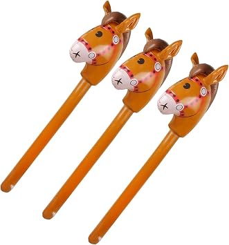 Horse on a Stick, Inflatable Horse Stick, 3 Pack Inflatable Stick Horse for Western Events and Party Decorations, Adult Collectibles and Stress Relief Tools, Portable PVC Material, 37 x 13.5 Inches