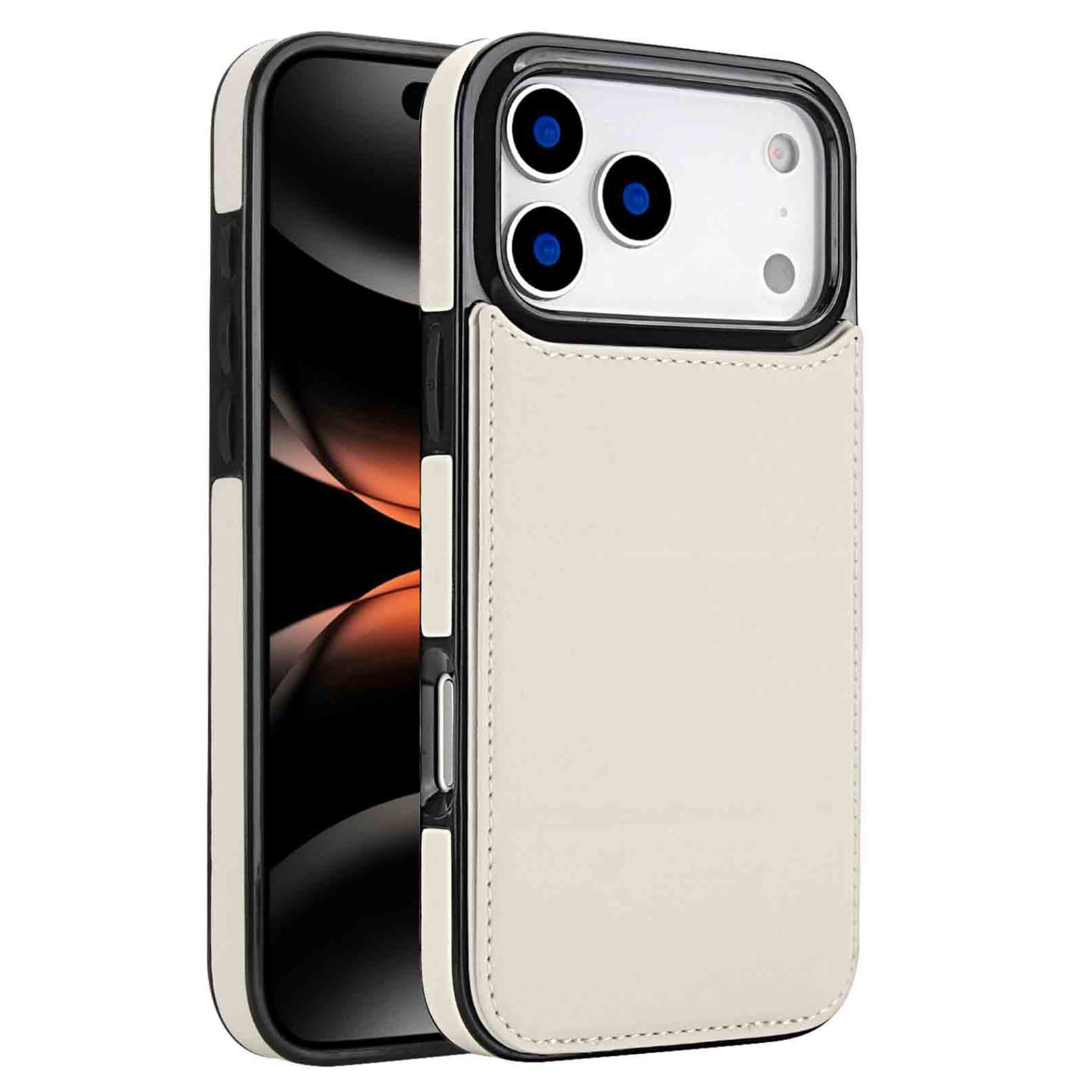 Coque de protection fine iPhone 17 Pro en cuir blanc de qualité supérieure - 7