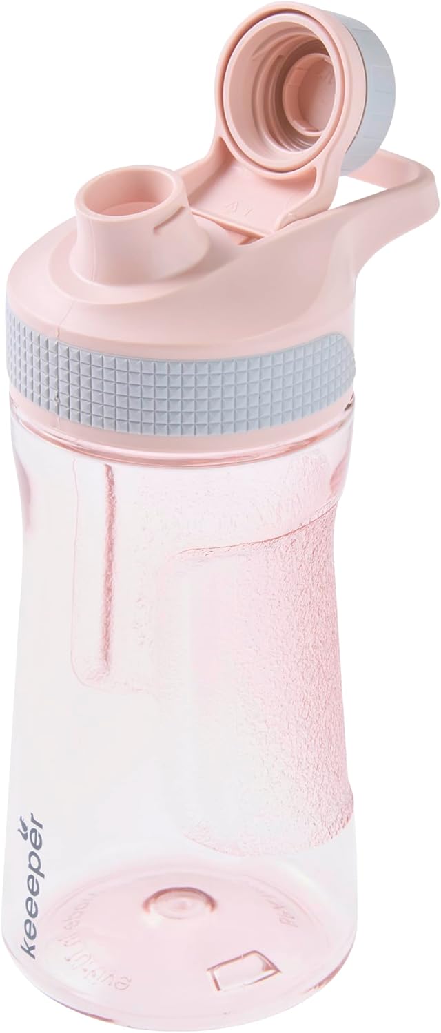 keeeper Water Bottle, 530 ml, Leak-Proof, Shockproof, Non-Slip, Water Bottle, 9.5 x 7.1 x 19 cm, Daria, Nordic Pink