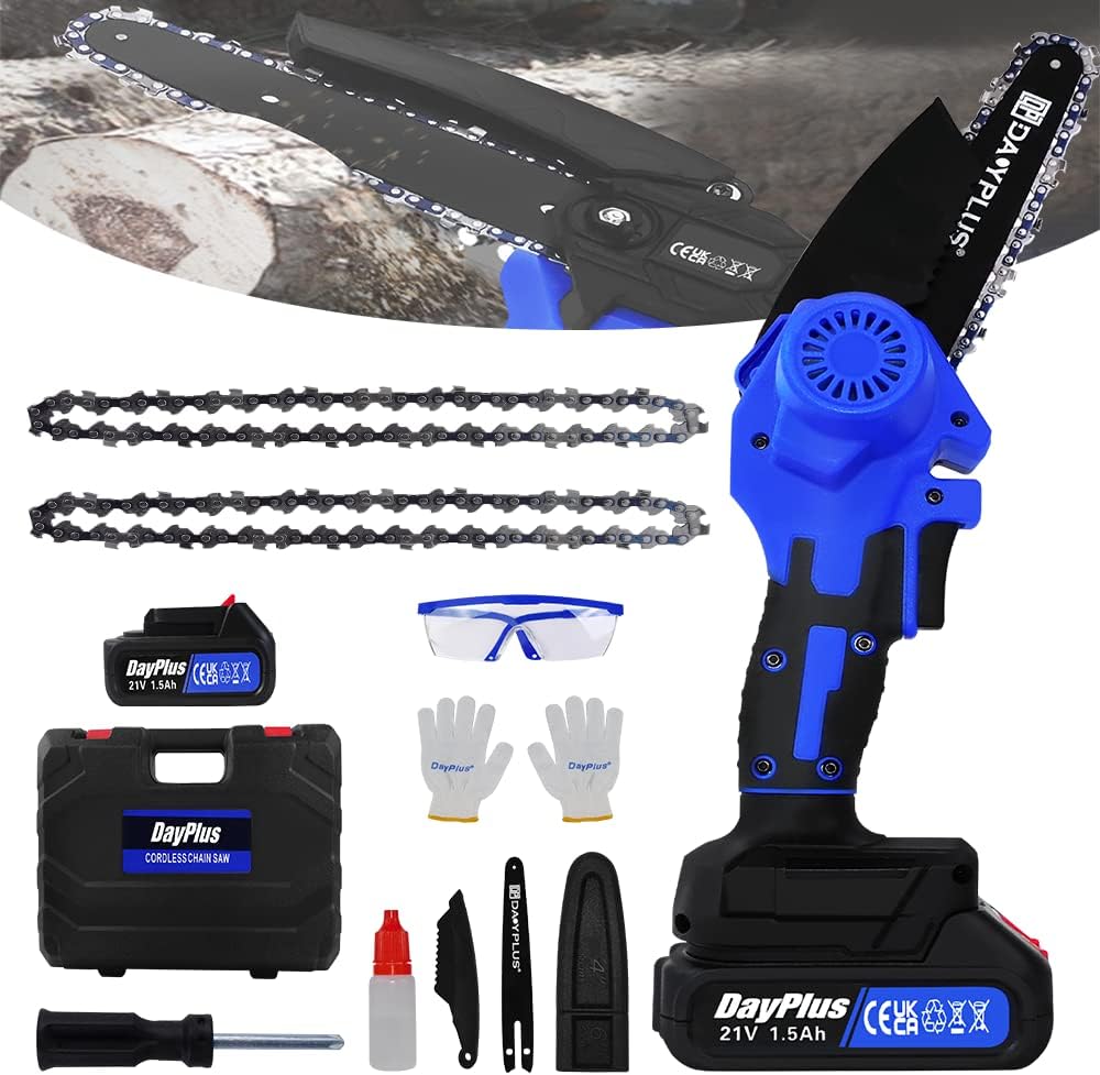 Mini Chainsaw Cordless 6inch Brushless Electric Chainsaw with Battery 1500mAh, 2200RPM Chain