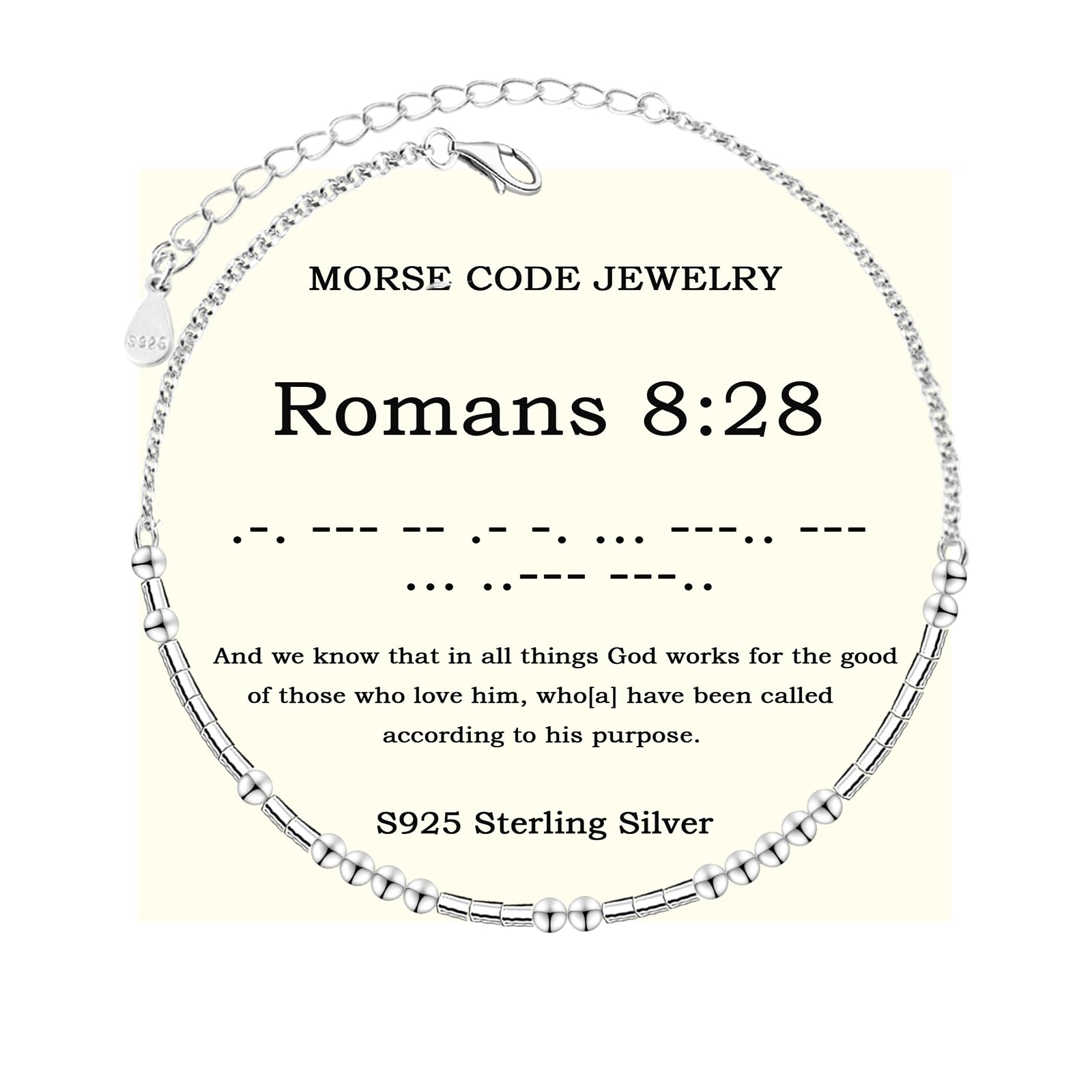 Bible Verse Morse Code Bracelet: S925 Sterling Sliver Scripture Bracelets