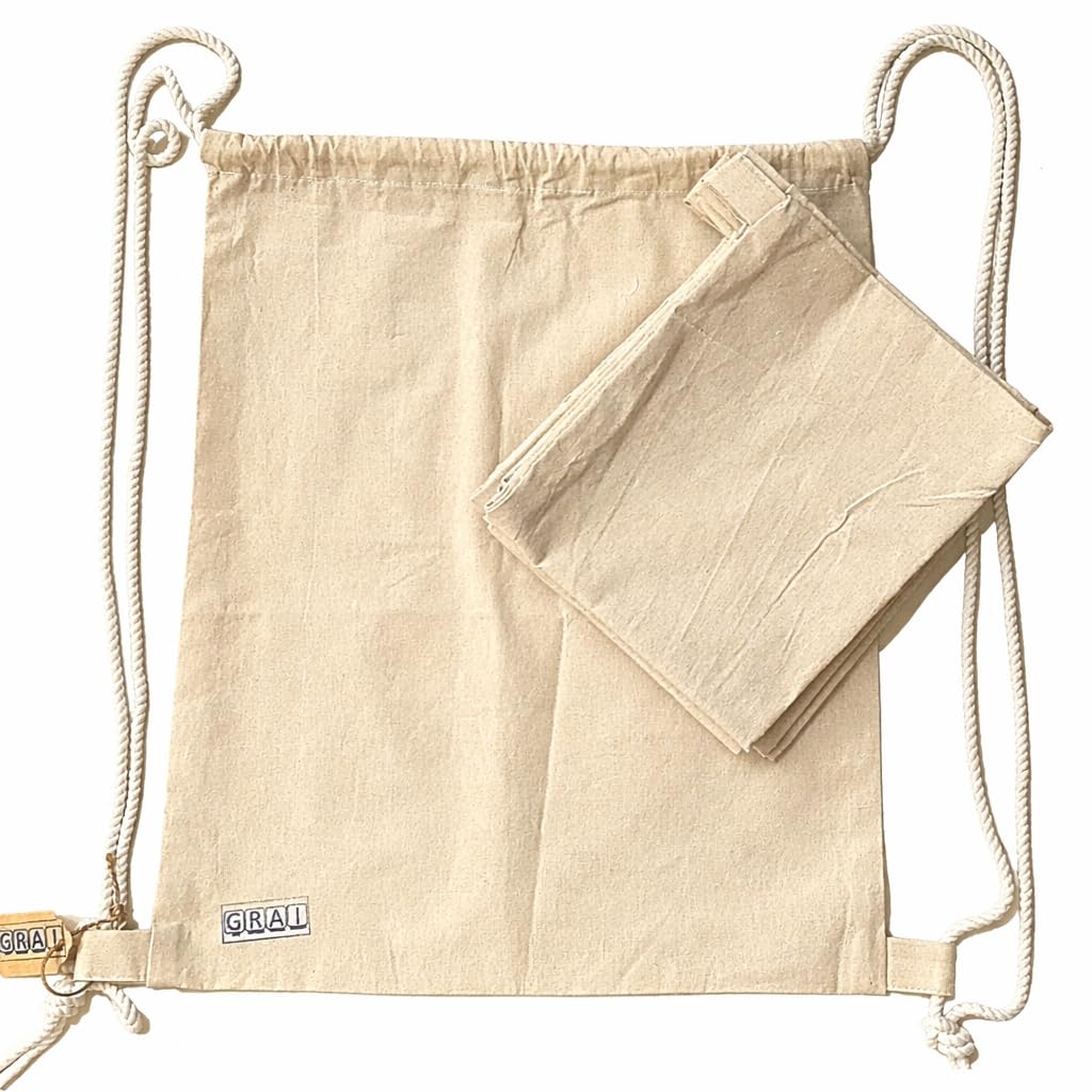 Cotton bag/Drawstring Backpack 100% Cotton for Gym, Trekking, & Grocery Shopping | Washable & Reusable, Light weight,Eco-Friendly Recycled,Natural White/Beige-image-20