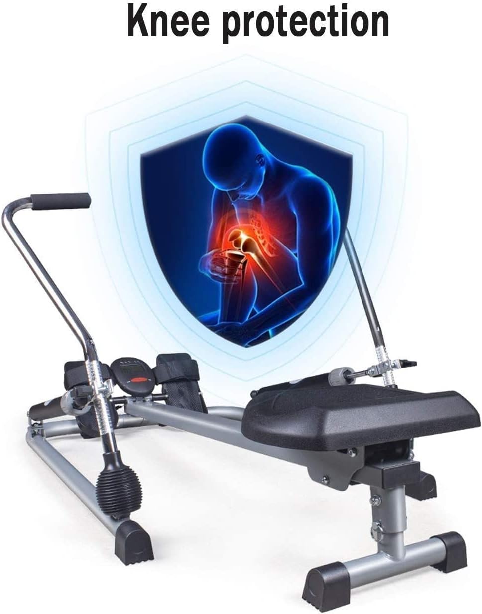 Indoor Foldable Rowing Machine Adjustable Resistance with LCD Monitor 264 LB Weight Capacity/Comfortable Seat Cushion