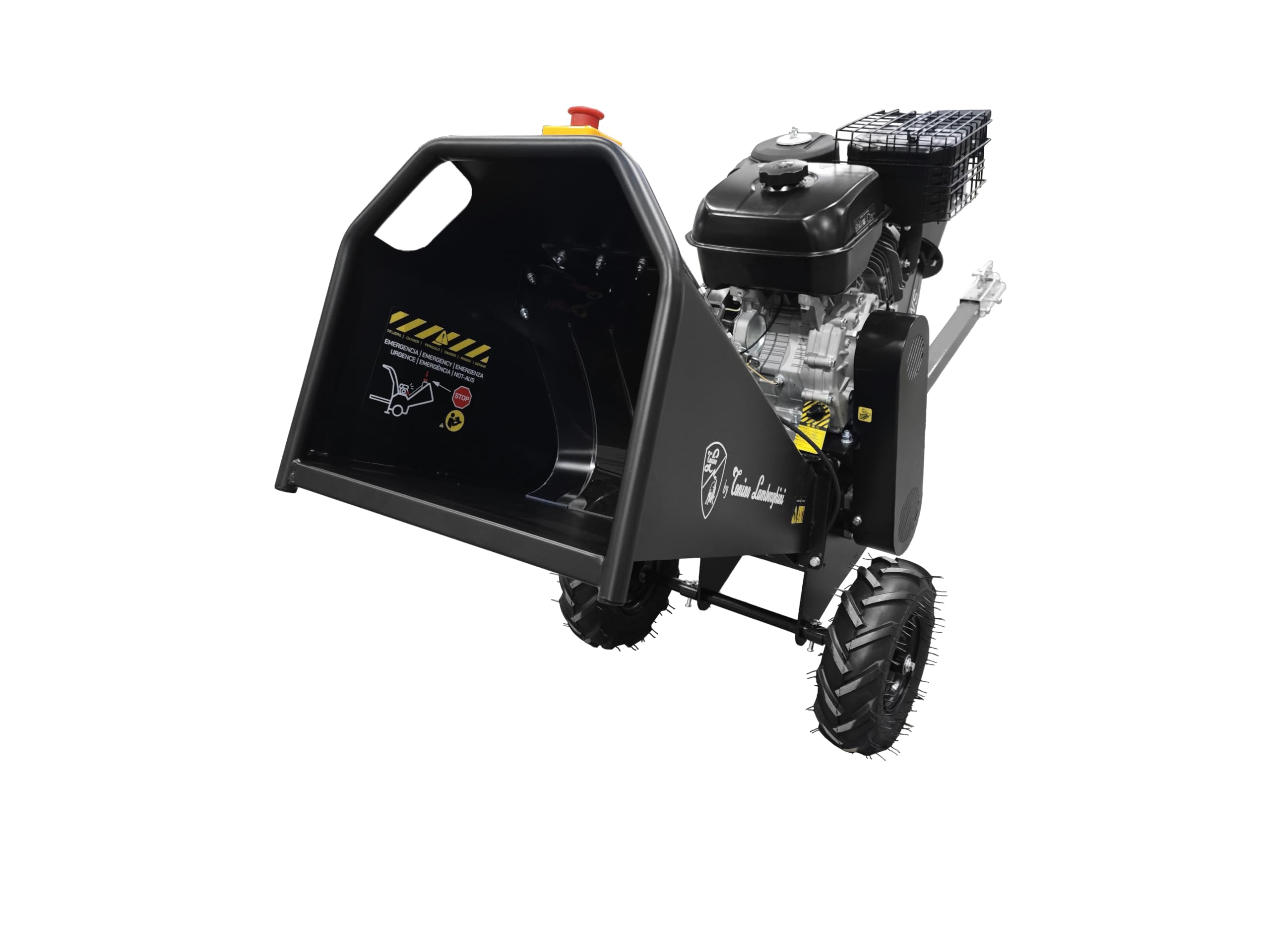 by Tonino Lamborghini GM - Biotrituradora a Gasolina de 18 HP con Arranque Eléctrico, Trituradora de Ramas y Hojas Profesional, Capacidad de Corte 120mm, Rodillo con 2 Cuchillas Reversibles
