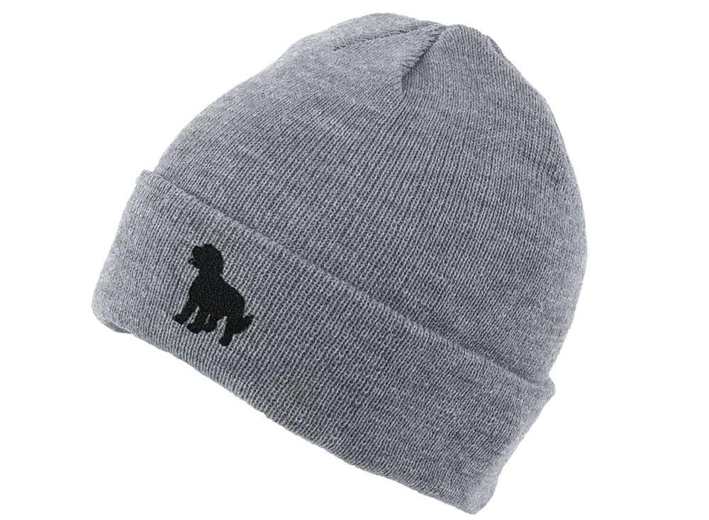 The House Of Dog Cockapoo Owner Gift. Classic Cuffed Unisex Beanie Ski Hat with Embroidered Design. Grey