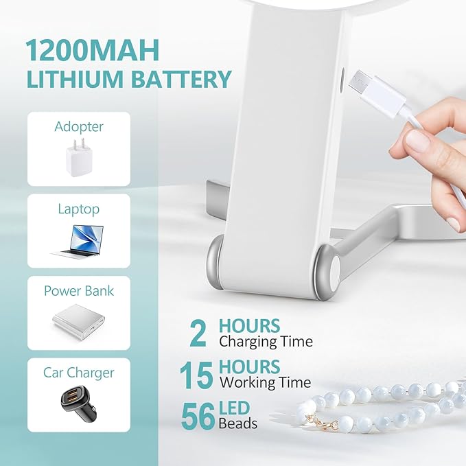 Espejo de aumento con luz MIYADIVA 20X, espejo de mano para maquillaje miniatura 4