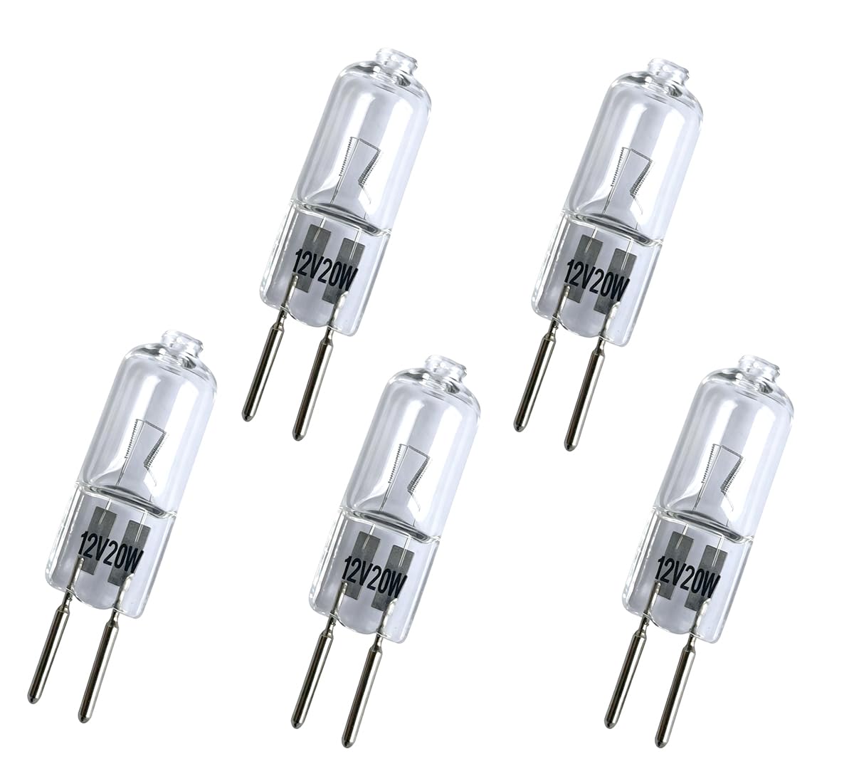ShuoHui 5pcs GY6.35 Halogen Bulb 10W/20W/35W/50W 12V Dimmable G6.35 T4 JC Type Capsule Bulb GY6.35 Landscape Light for Under Cabinet Warm White 2700K (20, Watts)
