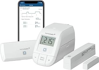 Homematic IP Smart Home Starter Set Raumklima – WLAN, intelligente Heizungssteuerung per App und Amazon Alexa, Thermostat und Fenstersensor, 155694A0