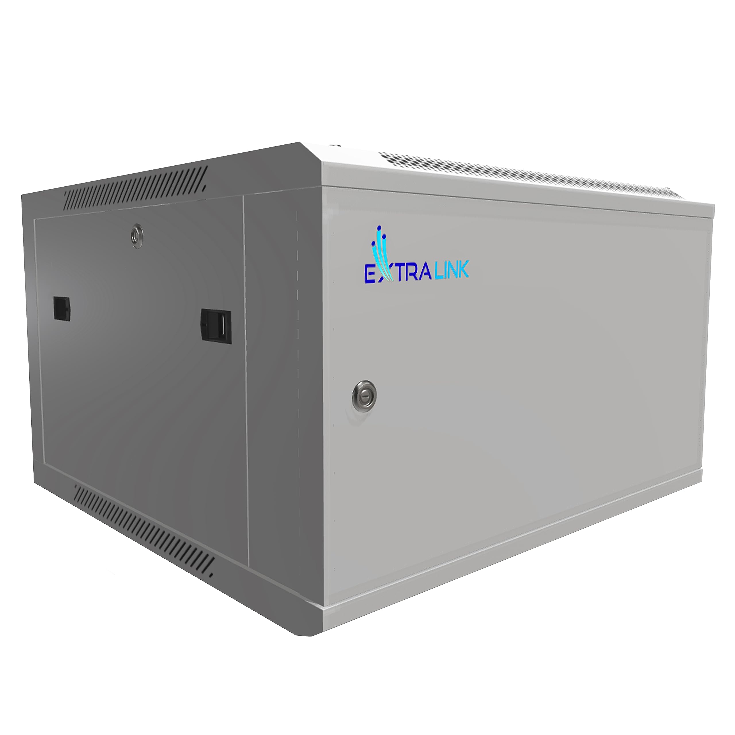 Extralink Serverschrank 19 Zoll 6HE – Netzwerkschrank 600mm Tiefe zur Wand- oder Standmontage, Traglast 60 kg, Metall-Gehäuse, abschließbar 180° Öffnung, grau – ideal für Heimnetzwerk & IT-Geräte