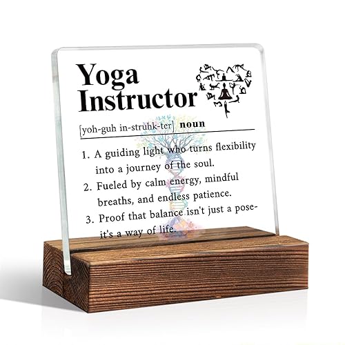 Yoga Instructor Definition Acrylic Sign with Wood Stand, Yoga Instructor