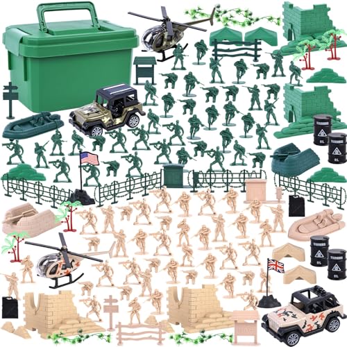 LovesTown 109PCS Army Men Set, Military Base Playset, Stocking Stuffers & Birthday Party Favors for Boys Ages 3-12