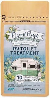 Camco 41492 Floral Flush RV Toilet Treatment Drop-Ins - Eucalyptus Mint, Pack of 10