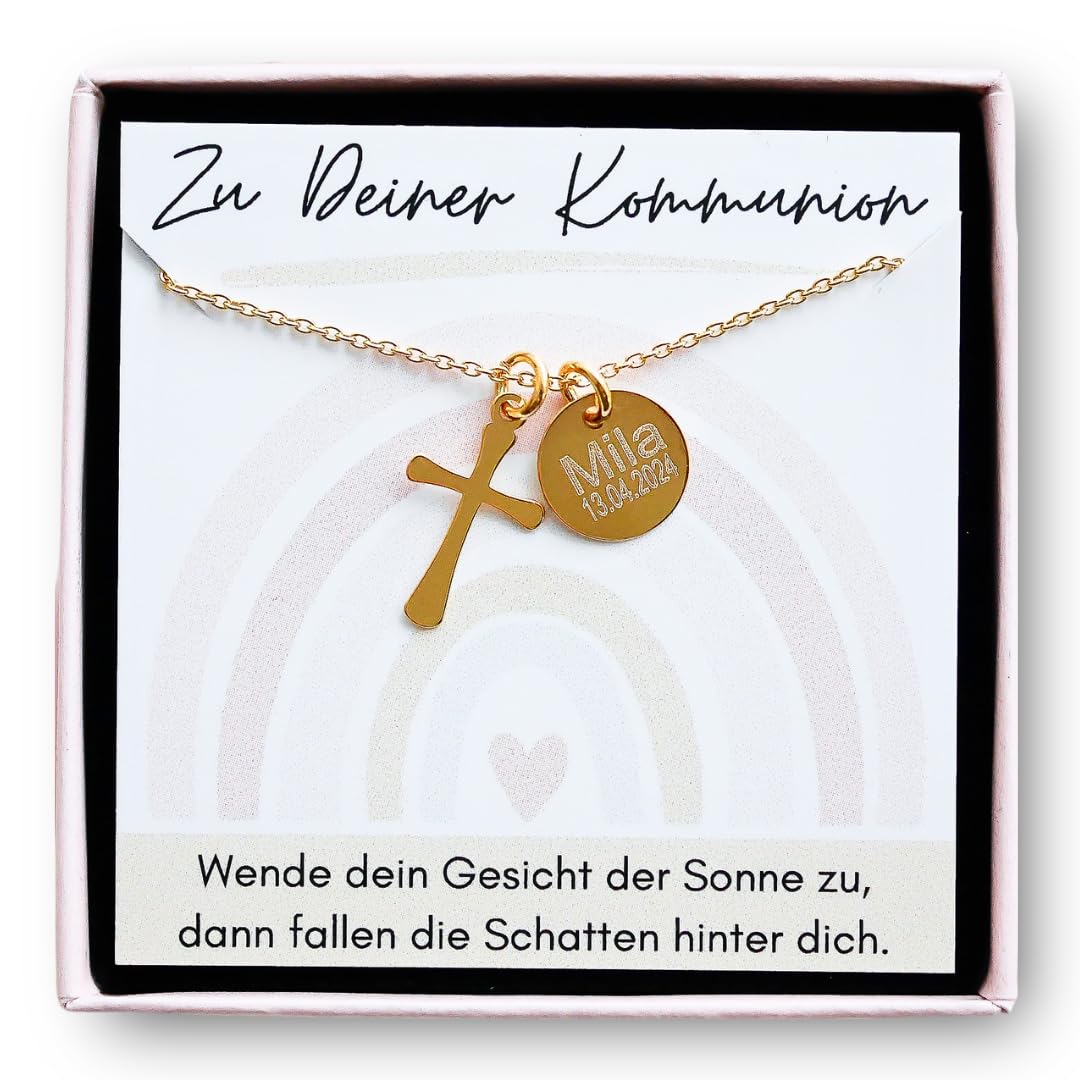 925er Silber Kreuz Halskette personalisiert als Geschenk zur Kommunion/Konfirmation/Taufe
