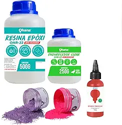 Resina Epóxi Kit Artesanato, 750g com 3 Pigmentos Ohana