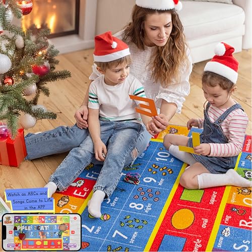 Image of KC Cubs ABC Alphabet, Numbers & Shapes Educational Learning & Fun Game Play Area Rug for Kids Bedroom, Toddler Classroom and Baby Playroom