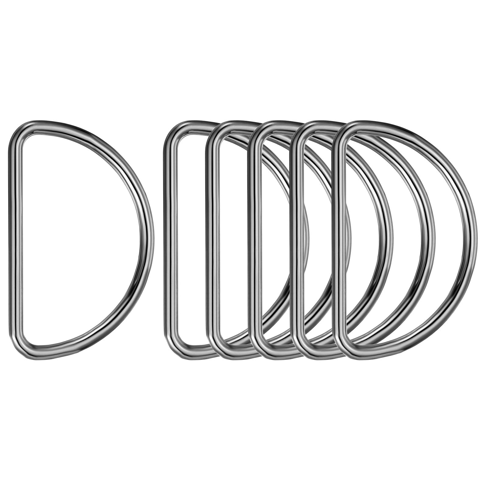 PATIKIL Metal D Ring 1-3/4" Heavy Duty Welded D Rings Gunmetal 6 Pcs