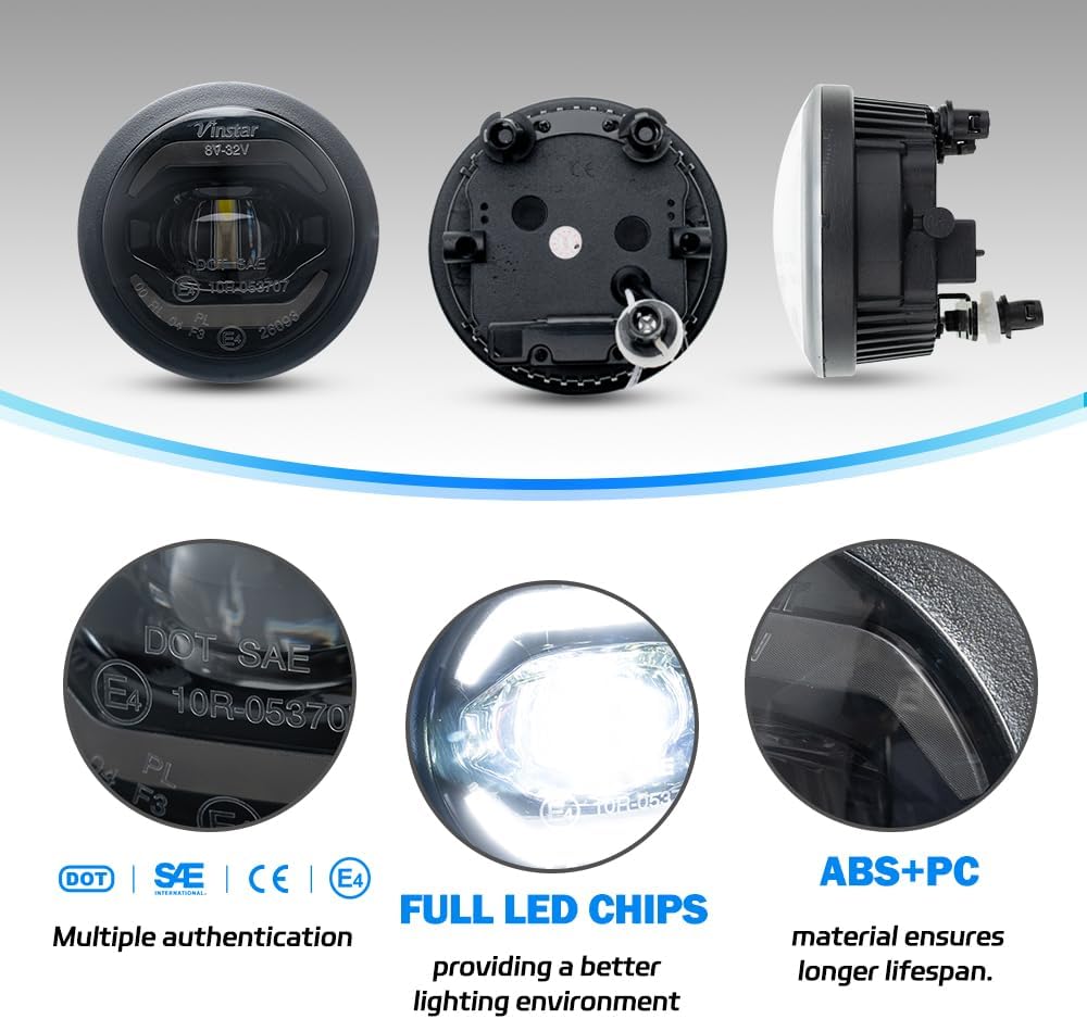 NJSBYL LED Circular Fog Light DRL for 2015-2019 Chevy Silverado 2500 HD 3500 HD, 2015-2019 GMC Sierra 2500 HD 3500 HD, 2015-2022 GMC Canyon, Chevy Colorado White Daytime Running Light Parking Lamp