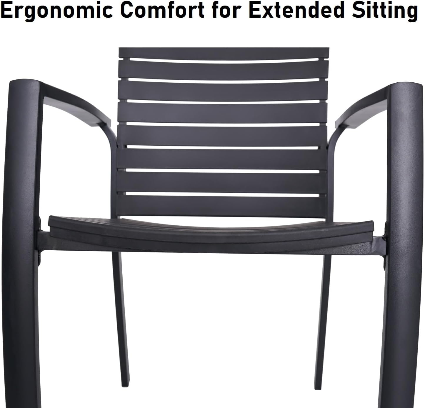 Outdoor Dining Chairs with Aluminum Structure & Resin Seat,2pcs Stackable Patio Chairs for All-Weather Use,300LBS Capacity,Black