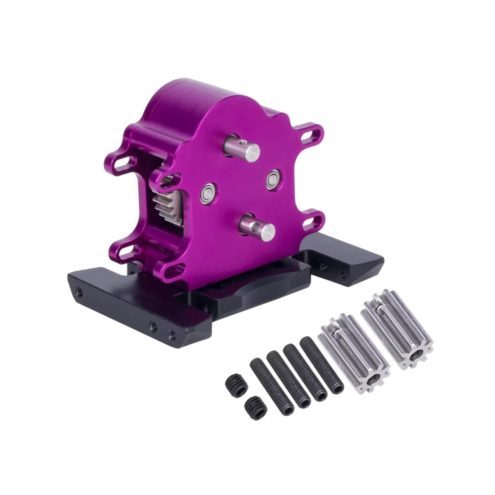 RC Car Accessories for LCG for SCX10 Pro 1/10 CNC Aluminum Dual Transmission Overdrive Gearbox Installable 2 Motors RC Crawler Parts Replacement(Purple)