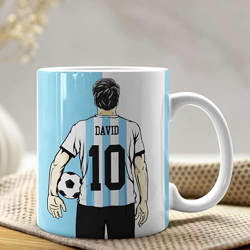 Miniatura 4 de Taza de café personalizada del equipo nacional de Argentina con nombre personalizado, tazas de cerámica blanca, regalos de fútbol para adolescentes,
