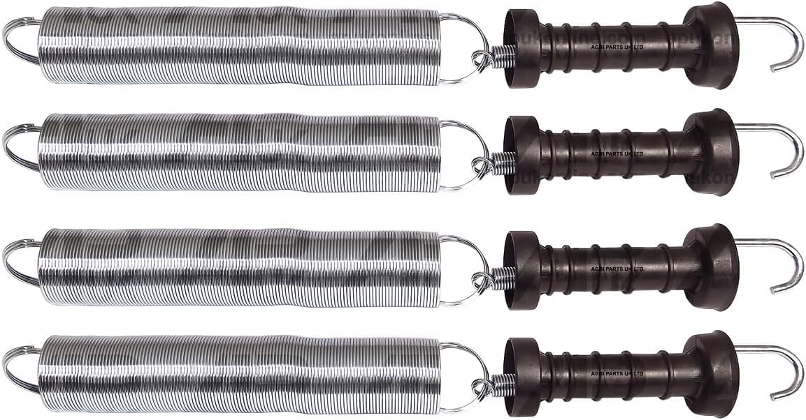 4x Heavy Duty Electric Fence Gate Handle with 5m Spring Poly Insulator Kit NEW