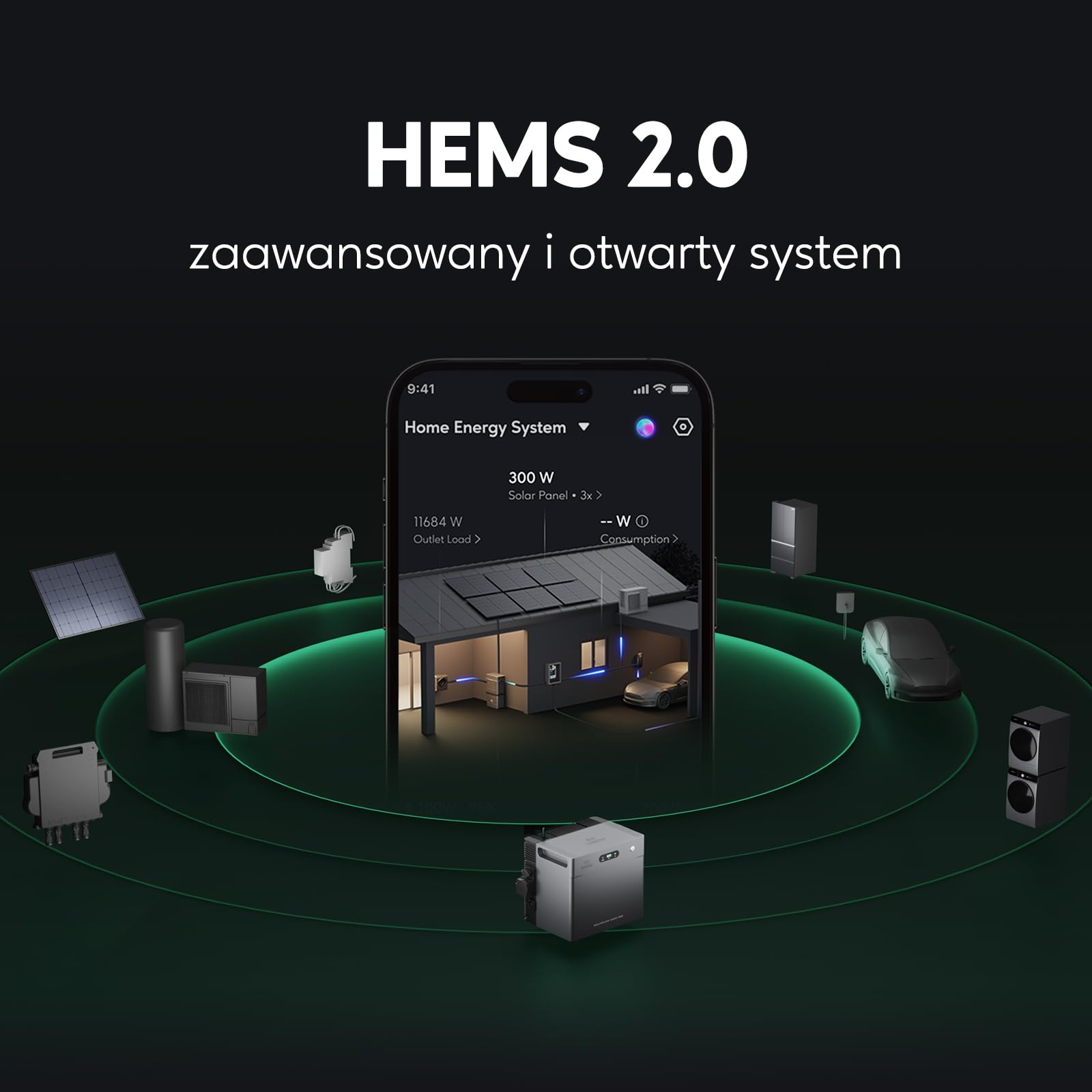 Zendure SolarFlow 2400 AC+ Elektrownia Balkonowa z Zasobnikiem (2,4kWh), Dwukierunkowym AC 2400W, Możliwością Rozbudowy do 16,8kWh (do 5 Akumulatorów AB3000L), Plug & Play, IP65