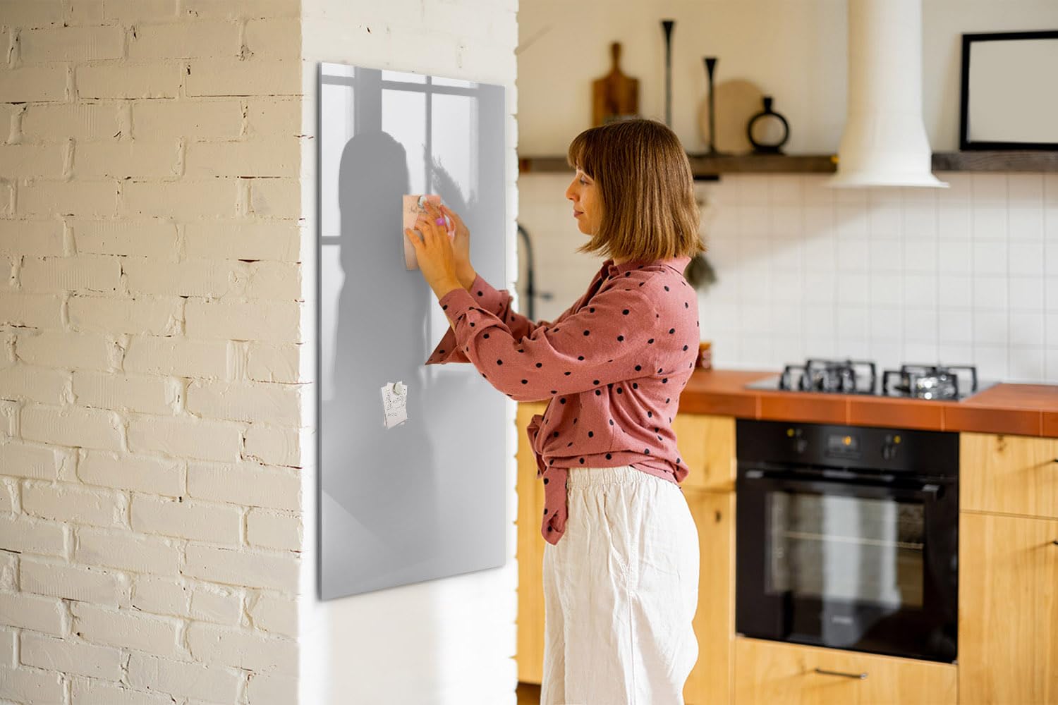 Glas-Magnettafel hochformat | Magnetisches Whiteboard Glas mit Neodym-Magneten | Schreibtafel vertikal für Büro & Homeoffice - 60x120cm Hellgraue Farbe