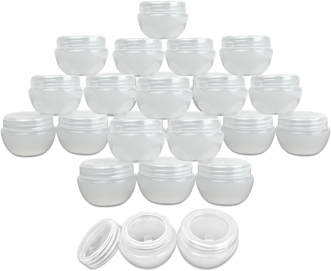 Beauticom 20G/20ML White Frosted Container Jars with Inner Liner for Scrubs, Oils, Salves, Creams, Lotions, Makeup Cosmetics, Nail Accessories, Beauty Aids (36 Pieces)