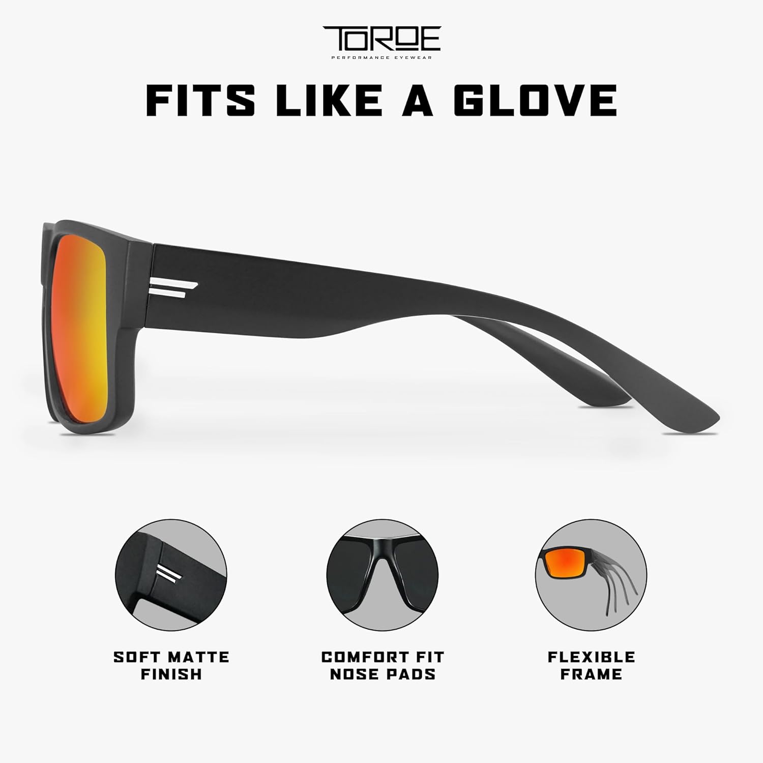 TOROE Z87+ Polarized Safety Sunglasses Matte Black TR90 Frame, ANSI Rated Lens - Image 4