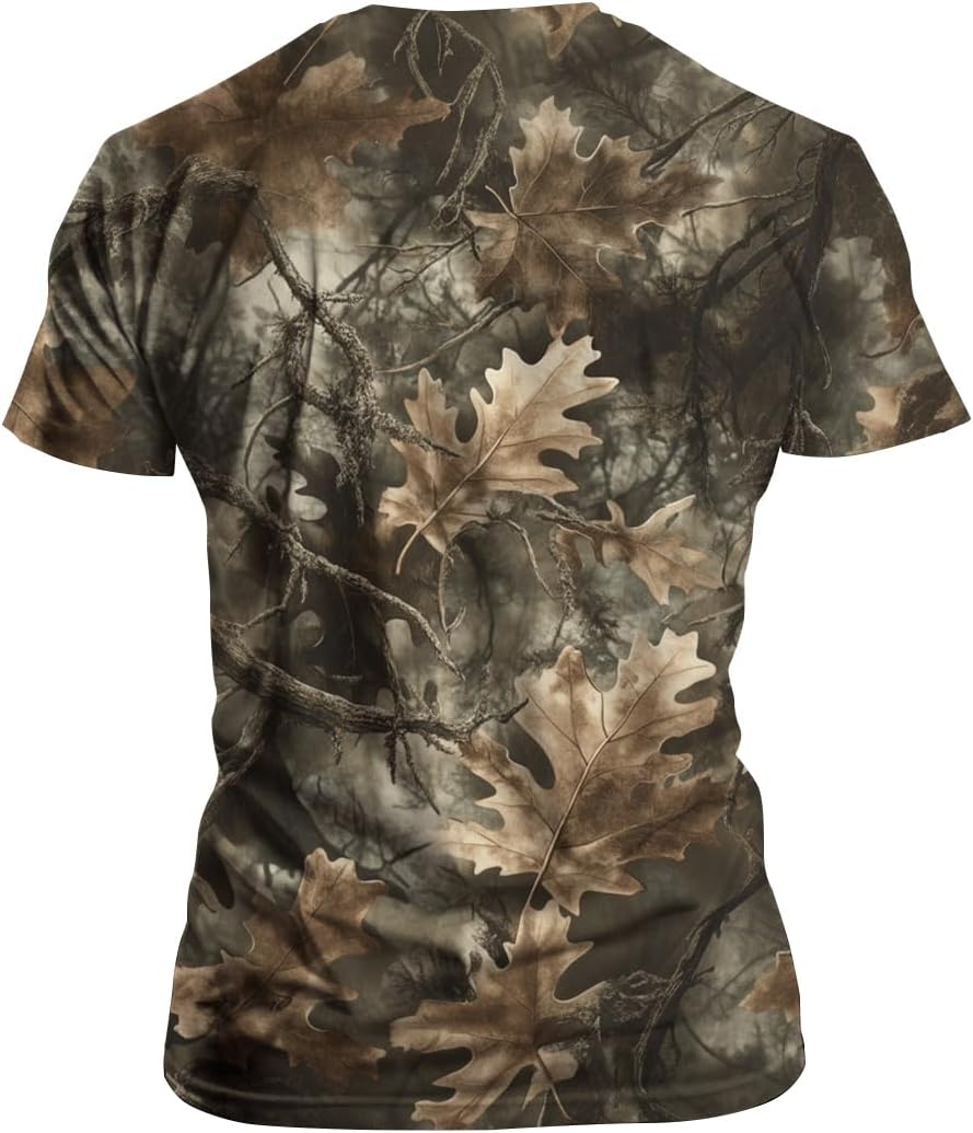Funny Tree Camo Graphic T-Shirt Novelty Short Sleeve Crewneck Shirt - Image 3