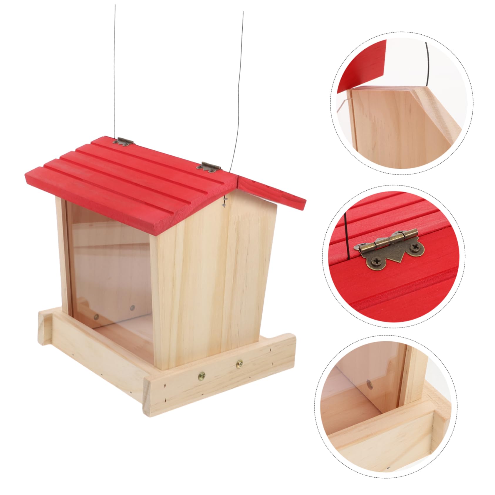 Wetterfester Hängender Holz Vogelfutterhaus mit Mehreren Sitzstangen Einfache Installation für Garten Balkon Terrasse Futterstation für Wildvögel Wie Kanarienvögel Wellensittiche