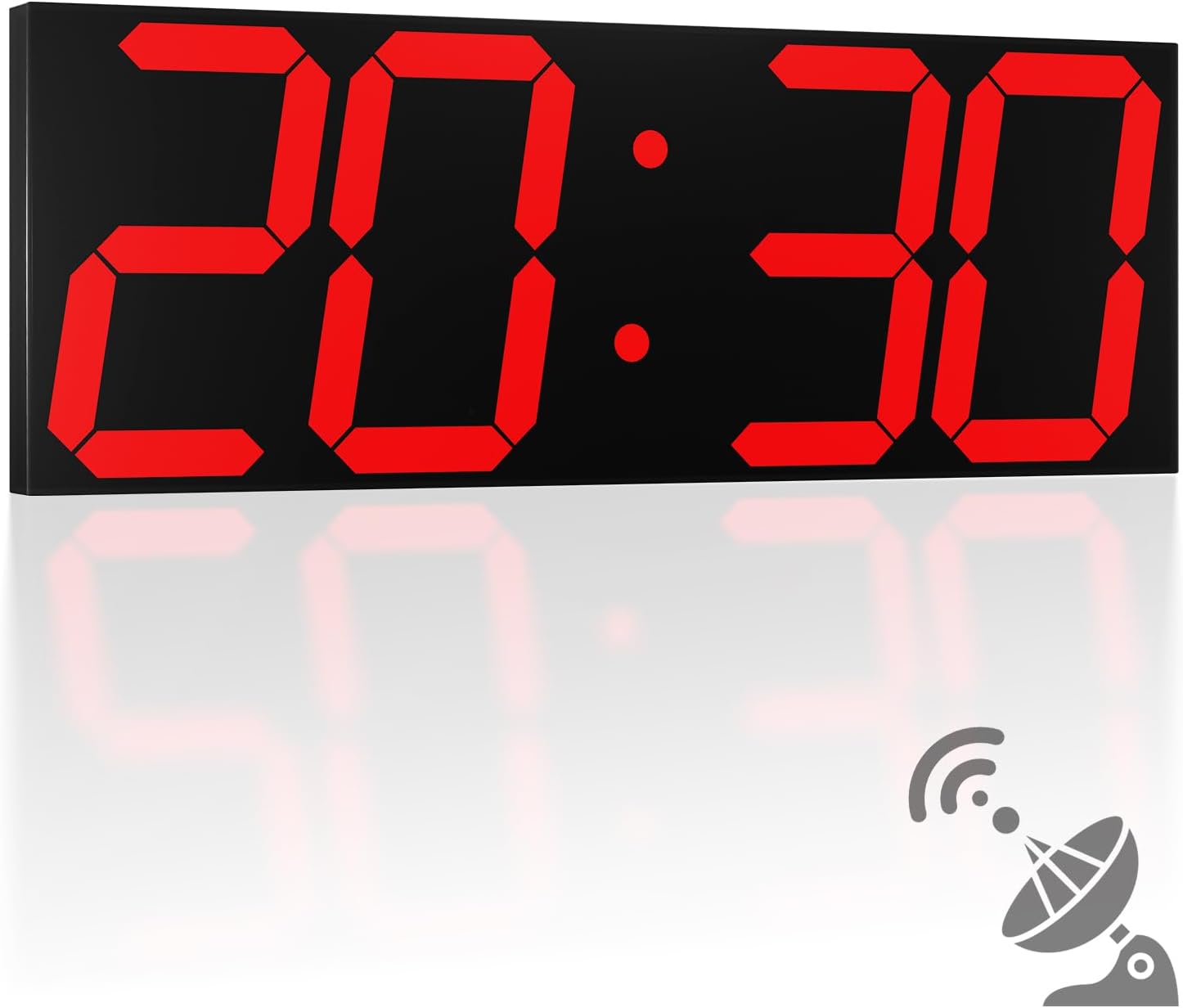 18.7'' Automic Digital Wall Clock, LED Wall Clock with Large Display, Multi-Function Clock with Alarm and Timer, Auto Time Sync Digital Clock with Adjustable Brigthness(Red)