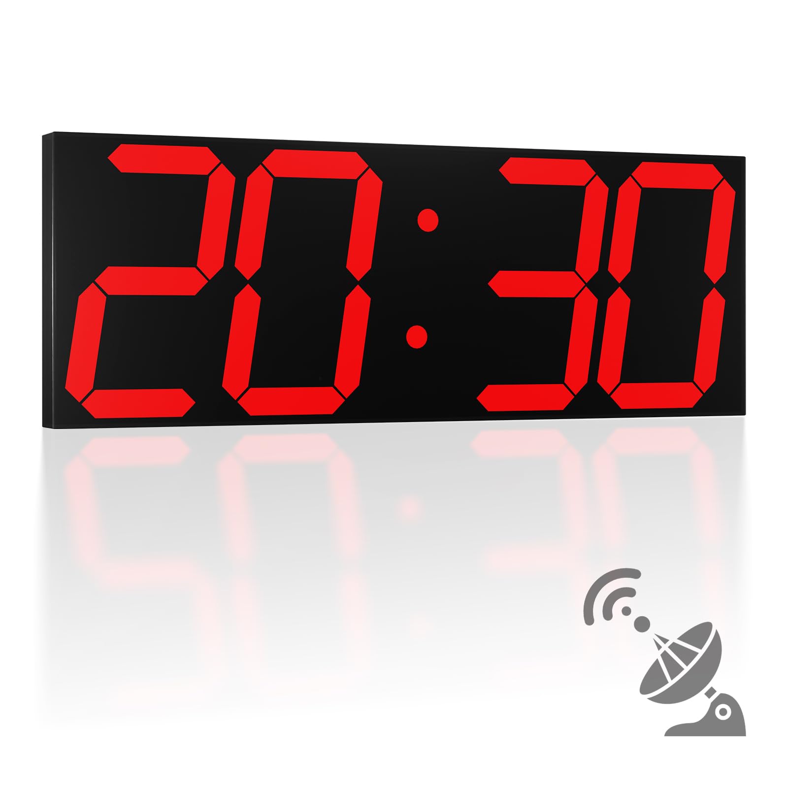 CHKOSDA 18.7'' Automic Digital Wall Clock, LED Wall Clock with Large Display, Multi-Function Clock with Alarm and Timer, Auto Time Sync Digital Clock with Adjustable Brigthness(Red)