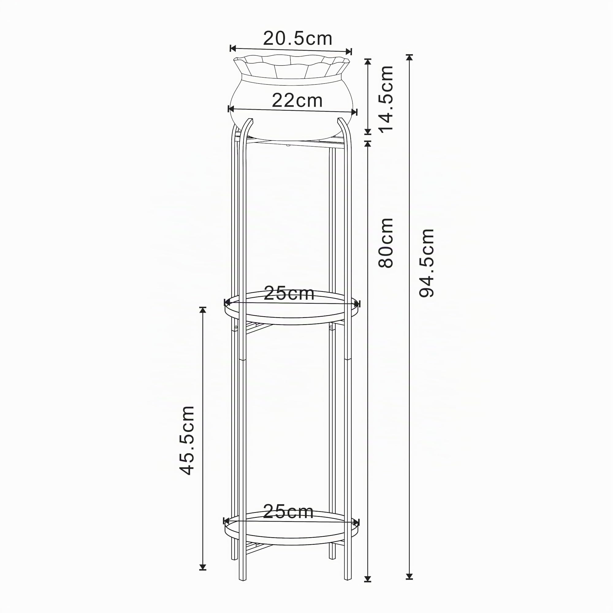 [en.casa] Soporte para Plantas con 2 Estantes y 1 Macetero extraíble Organizador de Macetas para Oficina Estantería Independiente para Flores Adornos Portamacetas Metal 95x27x27 cm - Gris Claro