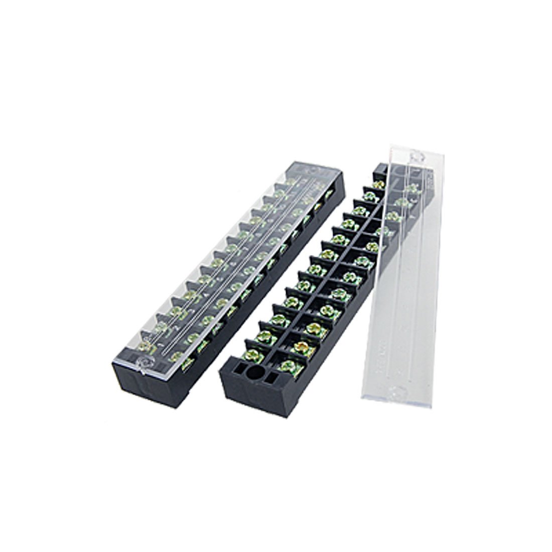 35A 600V Dual Row 12 Positions Screw Terminal Barrier Block 2 Pcs