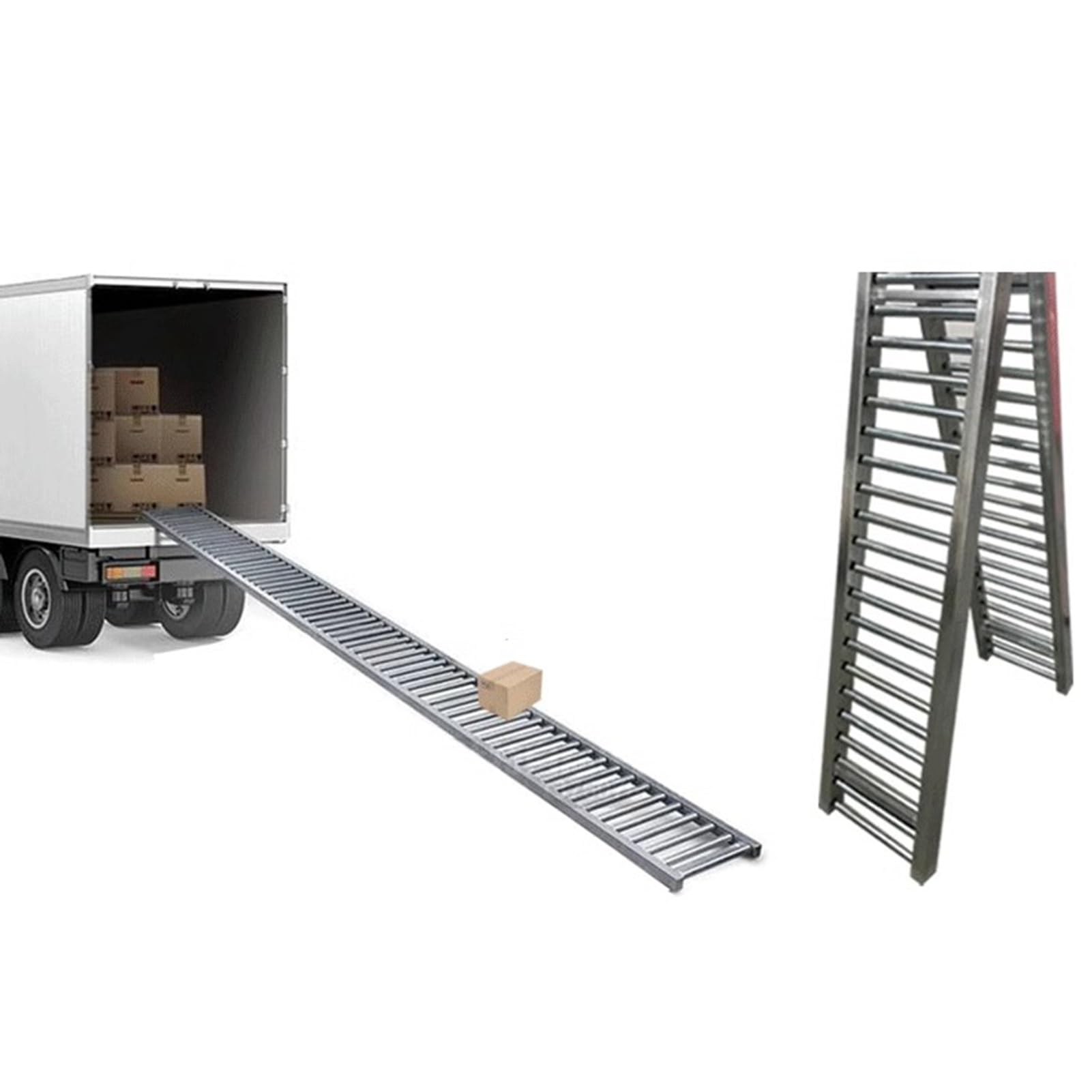 Leichtgewichtige Schwerkraft-Rollenbahn, 2,5 cm verzinkte Stahlrollen, unangetriebene Materialhandhabung für Lager und Fabriken, 35 cm Breite, 120 cm Länge, ideal zum Entladen der Lieferung, silberner