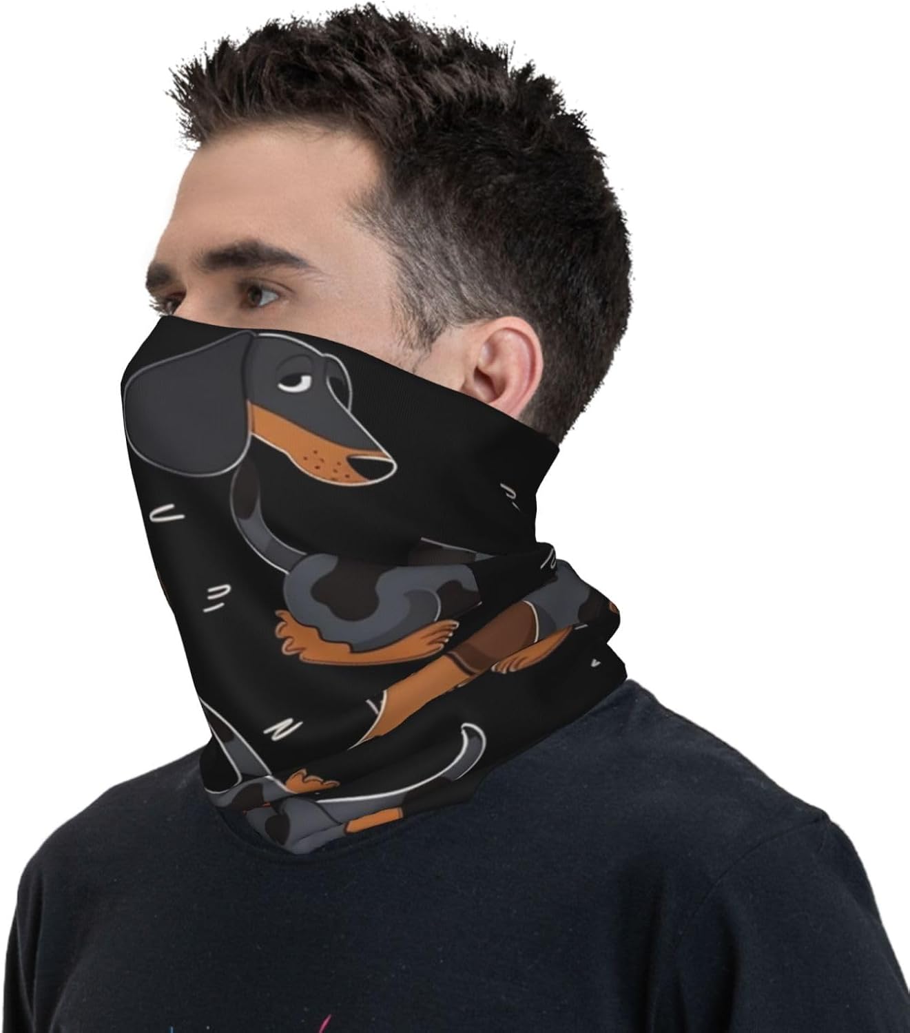 I Love My Dog Dachshunds Neck Gaiter UV Sun Protection Face Mask Scarf Cooling Breathable Face Cover for Men Women Elastic Balaclavas Versatile Bandana, Sun & Wind-proof for Skiing Hiking
