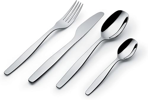 Miniatura 2 de Alessi ANF06S24 Itsumo - Juego de cubiertos compuesto por seis cucharas de mesa, seis tenedores de mesa, seis cuchillos de mesa, seis cucharas de