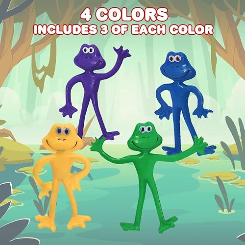Miniatura 4 de ArtCreativity Figuras de rana flexible, juego de 12, juguetes flexibles para niños, recuerdos de fiesta de animales para niños y niñas, juguetes