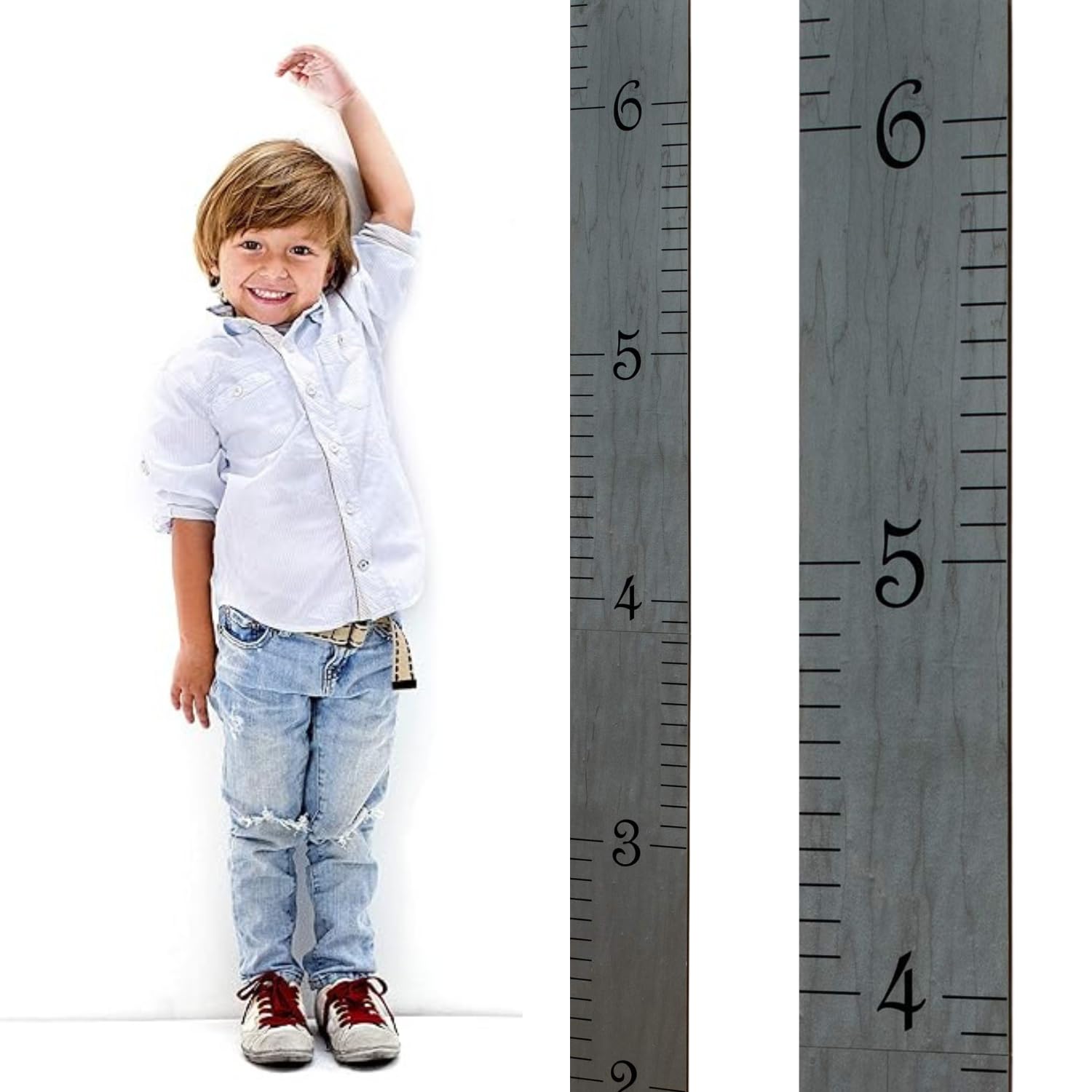 Kids Growth Chart Wall Hanging - Height Measuring Stick for Wall, Height Chart, Height Ruler, Growth Chart for Kids, Height Measurement Growth, Growth Chart for Wall, Height Stick Grey -63"x6.7"x0.25"
