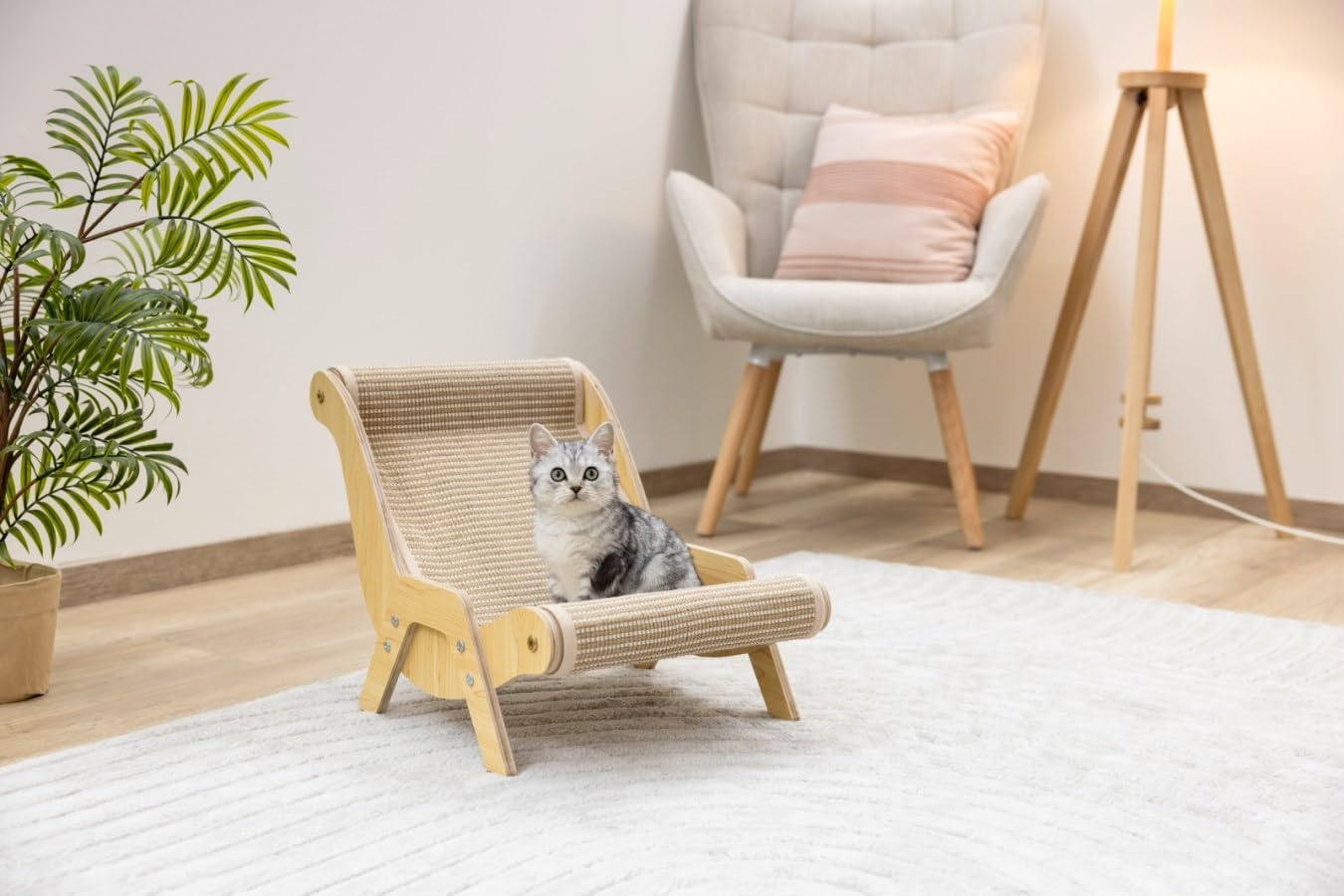 Kerbl Pet Liegestuhl Sundowner, braun, 52x37x37 cm, Katzenbett, Katzenliegebett, Holz, Katzen