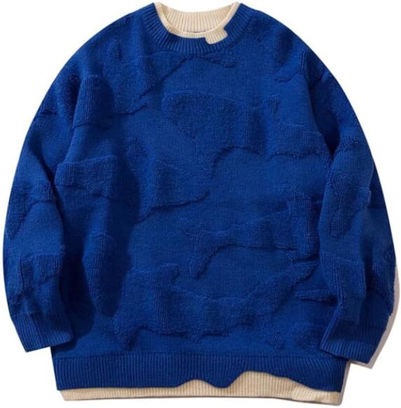Fake Two Piece Knitted Shirt Top Men's and Women's Loose Round Neck Sweater