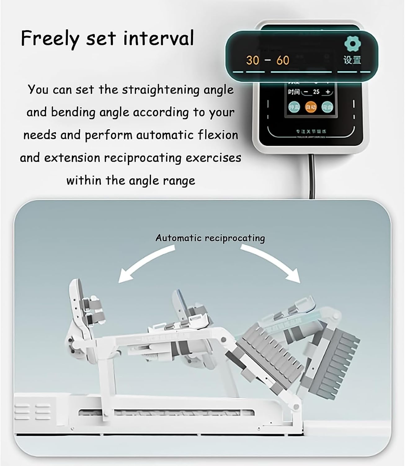 CPM Machine for Knee Rehabilitation, Adjustable Leg Stretcher with 0-140° Range, Smart Reciprocal Motion Therapy Device for Post-Surgery Recovery, Stiffness Relief and Home Exercise