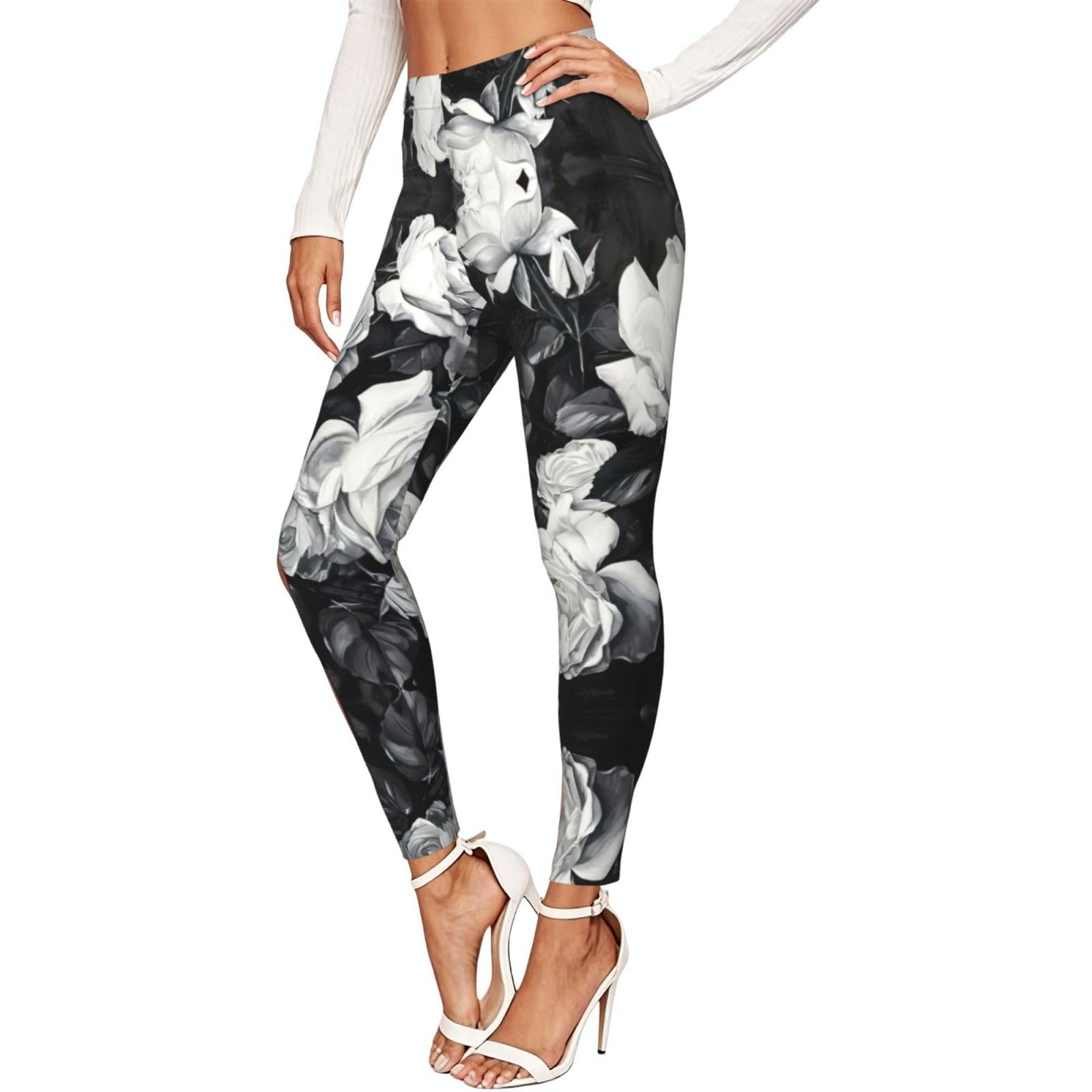 Leggings de compresión con estampado de rosas para mujer 7