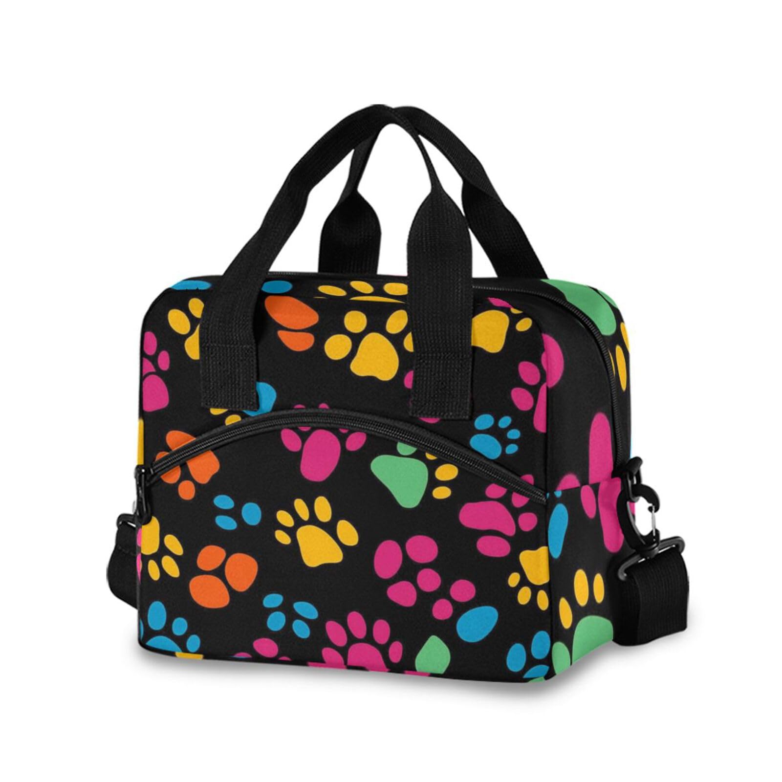 Kcldeci Insulated Lunch Bag Reusable Lunch Box Lunch Cooler Tote Bags Dog Paw Print Adult Durable Water-Resistant Lunch