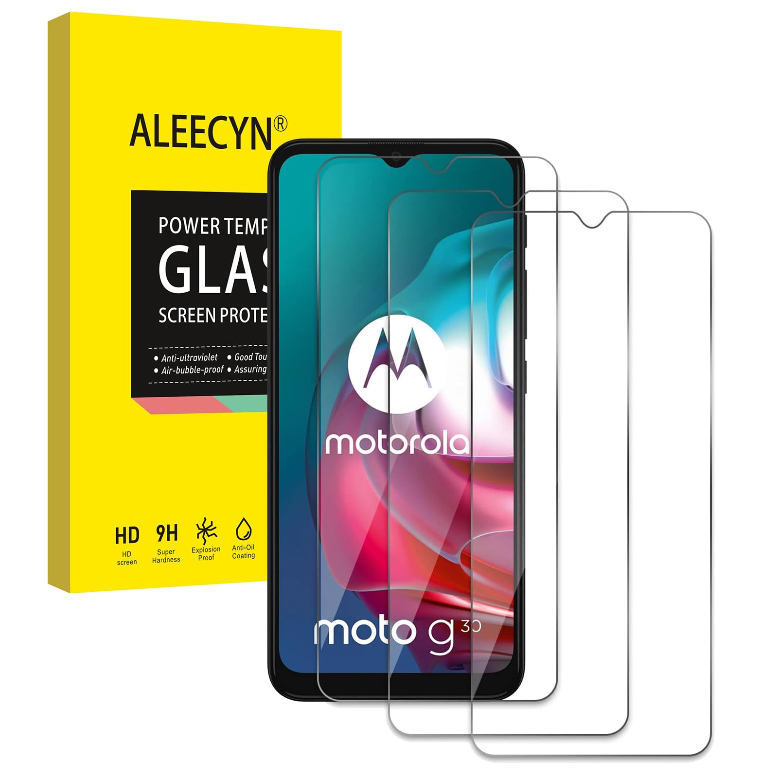 E-Hamii Vetro Temperato Per Moto G10 E G30 [2+2] - Kit Con Pellicola Schermo 9H E Protezione Fotocamera - Antigraffio E Anti-impronta