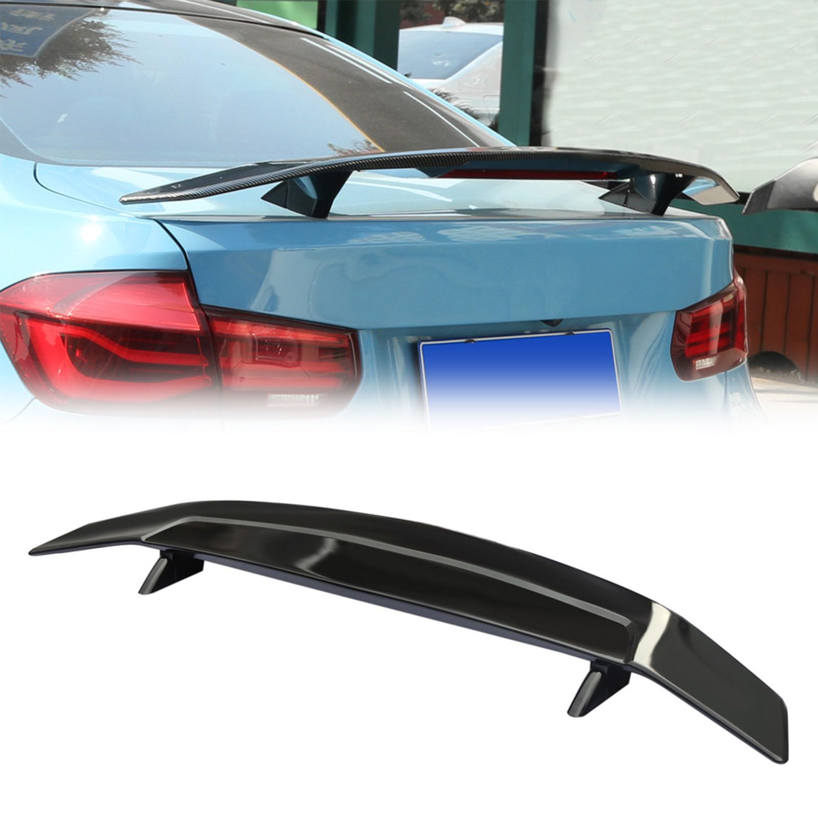 FHBPCPPRear Trunk Spoiler Wing, Compatible with Bao Jun 630 GP53 2016, Car Trunk Spoiler Lip Kit Tail Fin Refit Spoiler Car Accessories,Carbon Fiber Look
