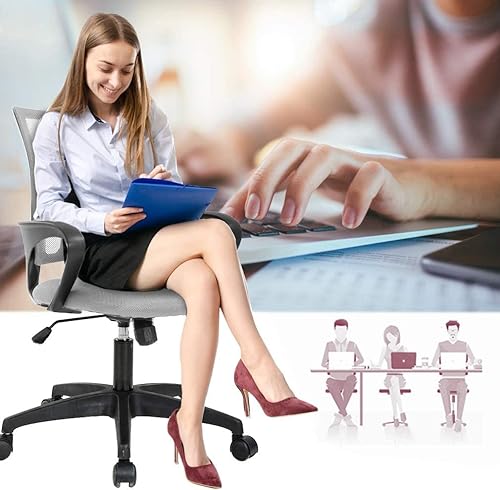 Miniatura 3 de Silla de oficina en casa silla de escritorio ergonómica de malla para computadora con soporte lumbar reposabrazos ejecutivo giratoria ajustable